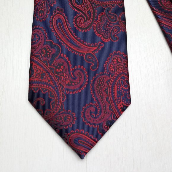 Stafford Other - Stafford Red and Blue Paisley 100% Polyester Tie